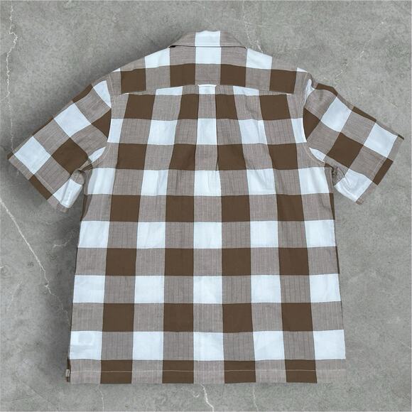 NWT Todd Snyder Oversized Check Relaxed Camp Collar Size Medium Brown New $178 - Picture 2 of 7